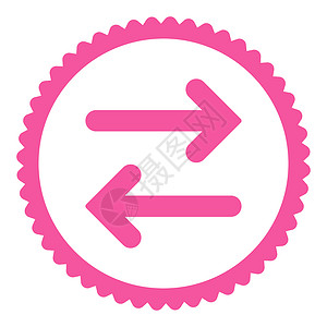 粉色环形箭头水平平平平面粉色环形邮票图标翻转背景
