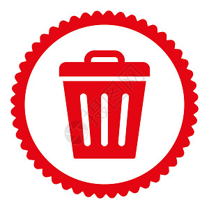 垃圾桶可平铺红色整周邮票图标垃圾回收站倾倒证书海豹垃圾箱橡皮篮子生态回收背景图片