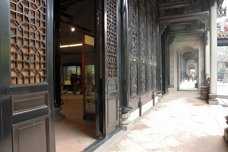 中文门木头建筑学传统背景图片