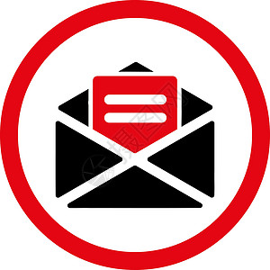 信玄饼开放邮件平面强化红色和黑色红与黑颜色垃圾邮件数据圆形明信片字形通讯信封邮资电子邮件邮政插画
