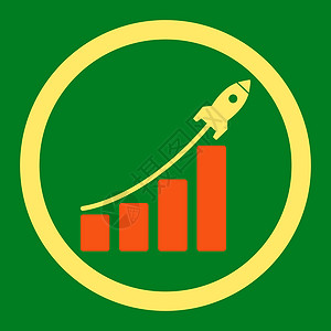 向内生长平平橙色和黄颜色四向矢量图标生长报告发射统计背景投资薪水飞船销售量数据设计图片