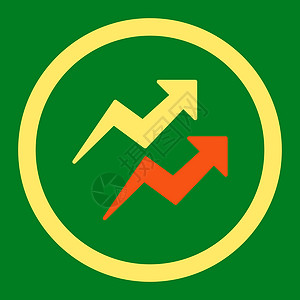 绿色走向箭头趋势图标市场预报数据进步圆形生长绿色字形信息箭头设计图片