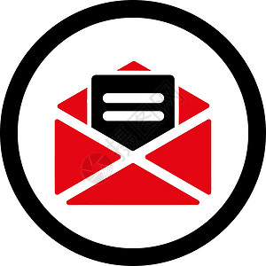 信玄饼开放邮件平面强化红色和黑色红与黑颜色垃圾邮件圆形邮政数据字形电子邮件邮资明信片通讯信封插画