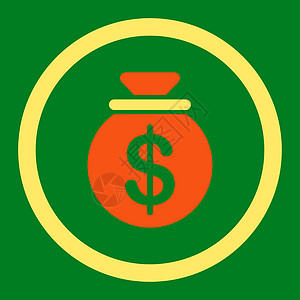 钱袋子图标资本图标信用金库金条财富银行价格贮存钱包绿色货币背景