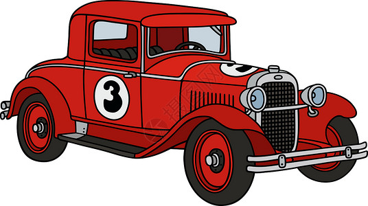 复古红色赛车卡通片车辆轿跑车机器运动发动机背景图片