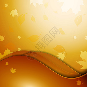 秋季矢量背景树叶太阳金子植物环境插图季节艺术横幅卡片背景图片