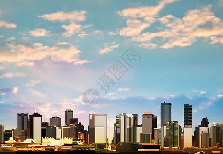 温哥华城市含有vancouver全景的抽象背景阴影市中心摩天大楼反射插图城市星星艺术建筑建筑学插画