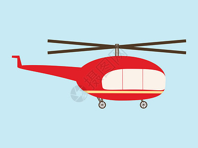 直升机旅游重型直升机航空螺旋桨飞机天空空气航班乘客红色旅行飞机场插画