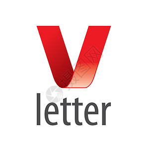 广告字体以字母 V 形状显示的矢量标志红色丝带插画