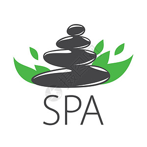 spa石用于Spa的矢量徽标石和树叶插画