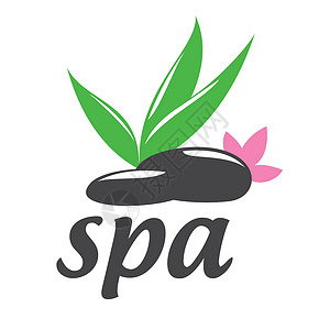 身体spa用于 spa salo 的矢量标志石头和树叶女性治疗瑜伽保健福利产品身体魅力沙龙商业插画