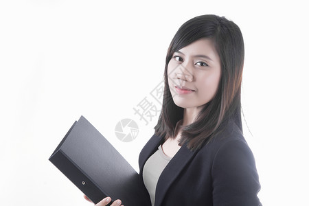 个体女性企业成人商务套装微笑白色文档人士女孩商业文件背景图片