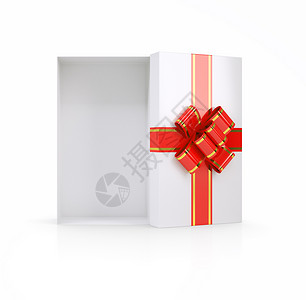 顶视图上白色带丝带的礼品盒背景图片