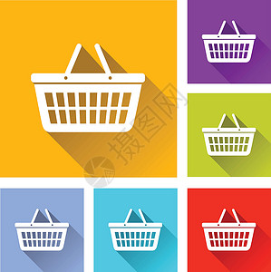 空篮子篮子图标按钮顾客市场阴影商业零售蓝色正方形纽扣网页设计图片