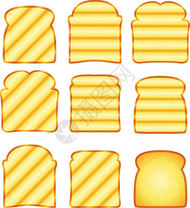 香脆烤面包烤面包切片白色饮食食物小麦碳水黄色棕色插图脆皮小吃插画