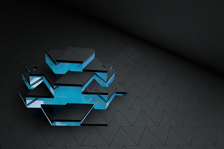 黑色和蓝色三角形背景创造力横幅灰色马赛克公司商业插图多边形背景图片