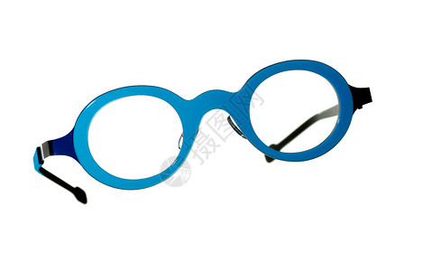 隔绝的蓝色古代眼镜反射塑料框架黑色白色镜片眼睛阅读光学背景图片