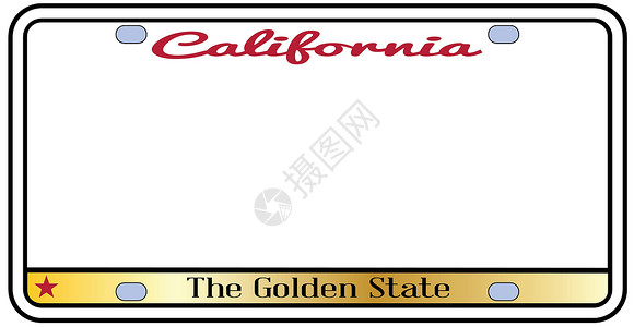 加利福尼亚中加利福尼亚州牌照车牌插图艺术品艺术旗帜星星数字绘画执照空白盘子插画