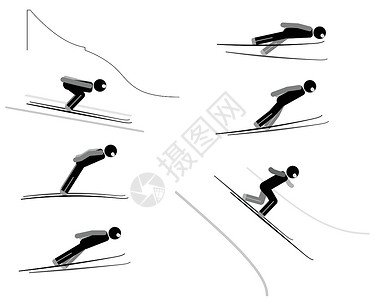 开机速度滑雪跳跃 - 象形图集插画