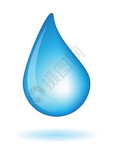 蓝色现实的矢量水滴在白色背景中被隔离泪珠雨滴插图液体背景图片