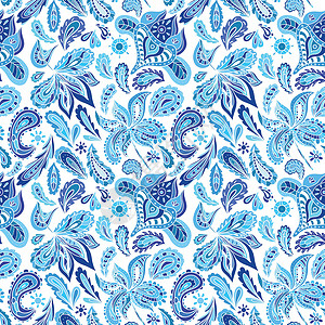 克兰泽格蓝新鲜印度矢量模式纺织品黄瓜蕾丝花瓣白色墙纸装饰品艺术曲线卡片插画