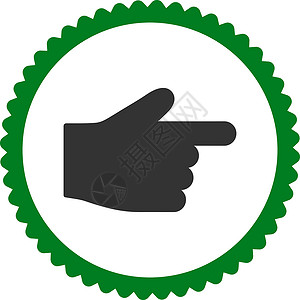手偶平偶指绿色和灰色环形邮票图标证书手指指针棕榈光标拇指海豹手势导航橡皮插画
