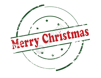 圣诞快乐矩形欢乐墨水圆形橡皮快乐红色绿色邮票星星背景图片