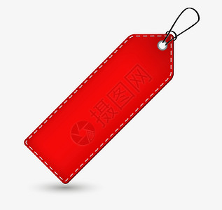 红价标签细绳白色零售绳索纸板空白红色市场商业价格背景图片