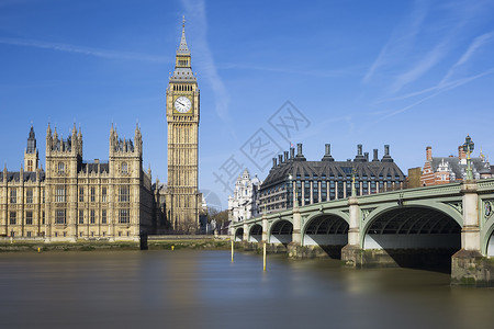 Big Ben和议会众议院的观点背景图片