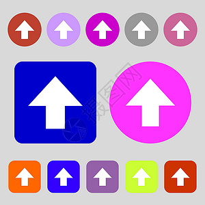 这边的符号图标 脆弱的软件包符号 12个彩色按钮 平面设计 矢量插画