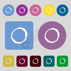 零图标符号 12个彩色按钮 平面设计 矢量成就数字插图邮票徽章标签质量背景图片