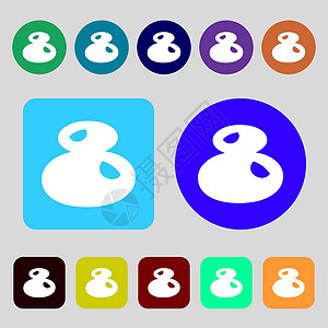 8个图标符号 12个彩色按钮 平面设计 矢量数字插图质量成就徽章邮票标签背景图片