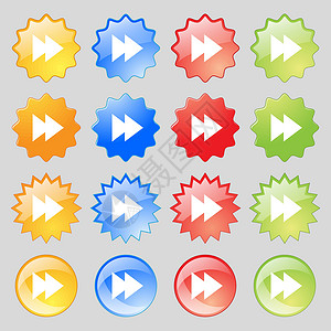 多媒体符号图标 玩家导航符号 大套16个色彩多彩的现代按钮用于设计 矢量互联网技术插图质量令牌视频海豹手表圆圈标签背景图片