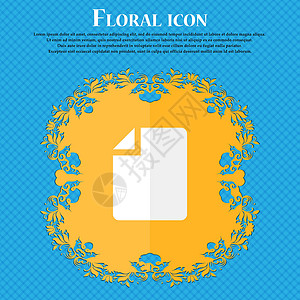 文本文件 Floral 平面设计 放在蓝色抽象背景上 为文字提供位置 矢量网络文档创造力导航邮票海豹徽章按钮令牌插图背景图片