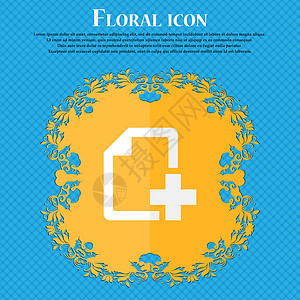 添加文件文档 Floral 平板设计在蓝色抽象背景上 并放置文本位置 矢量背景图片