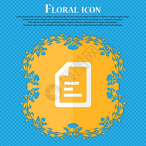 文本文件 Floral 平面设计 放在蓝色抽象背景上 为文字提供位置 矢量按钮邮票导航令牌标签网络质量海豹艺术徽章背景图片