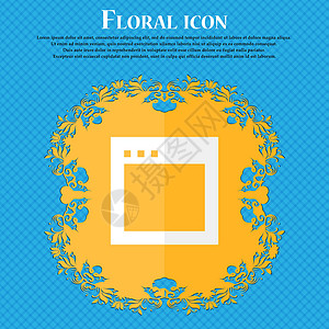 北窗口框架简单浏览器窗口 Floral 平面设计 放在蓝色抽象背景上 为文字提供位置 矢量互联网窗户框架软件控制板网络界面数据技术绘画设计图片