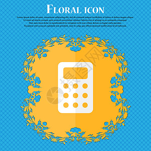 计算器 簿记 花粉平板设计在蓝色抽象背景上 为文字提供位置 矢量背景图片