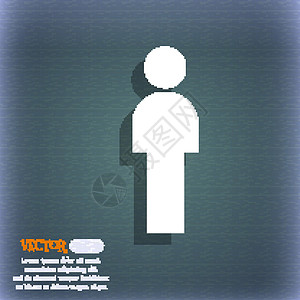 男厕所标志人类标志图标 人人符号 男厕所 在与阴影和空间的蓝绿色抽象背景为您的文本 向量插画