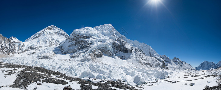 珠穆峰基地营地地区全景背景图片