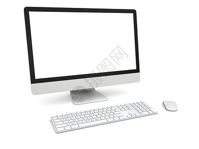 台式电脑显示器台式计算机电脑展示白色技术插图屏幕商业监视器键盘老鼠背景