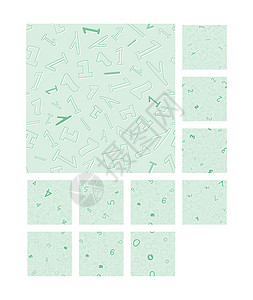 无缝模式 数字为 0  9语法艺术打印墙纸装饰插图字体风格绿色装饰品背景图片