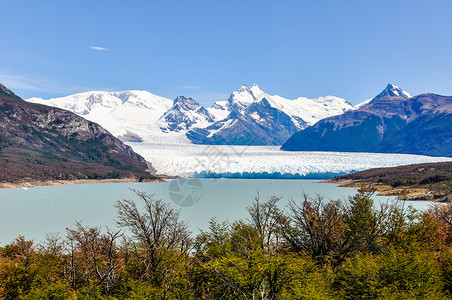 产犊冰川阿根廷佩里托莫雷诺冰川全景风景地标旅游游客公园假期吸引力山脉环境背景