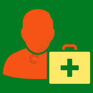 急救人图标绿色保健医院工具情况帐户用户橙色男人成套背景图片