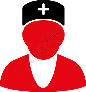 少去人员密集处医生图标主任药品黑色急救员诊所医疗医院红色字形护理人员插画