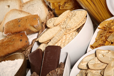 早餐生物化合物面包饼干巧克力谷物碳水面粉酵母馒头背景图片