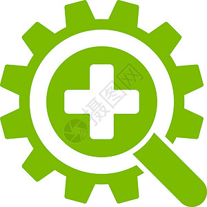 寻找医疗技术图标配置放大镜工程绿色探索工具控制工业机器药品背景图片
