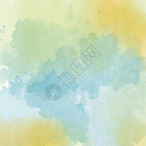 蓝绿黄色水彩背景艺术黄色绘画海报卡片织物插图蓝绿艺术品邀请函插画