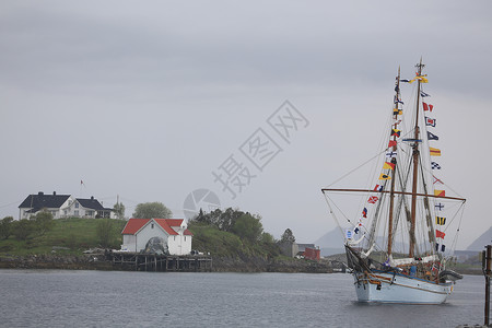 安娜罗格德航行海洋老船老将帆船旗帜高清图片