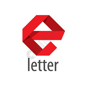 字母E形状的矢量摘要标志红色丝带背景图片